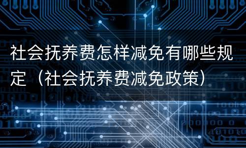 社会抚养费怎样减免有哪些规定（社会抚养费减免政策）