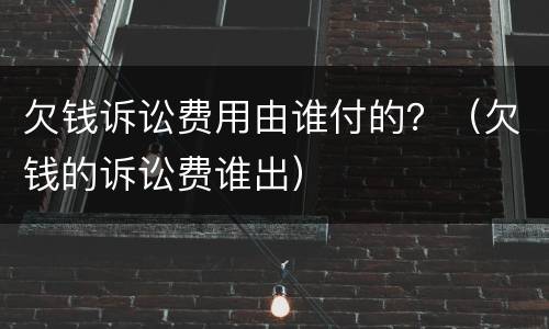 欠钱诉讼费用由谁付的？（欠钱的诉讼费谁出）