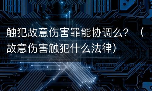 触犯故意伤害罪能协调么？（故意伤害触犯什么法律）
