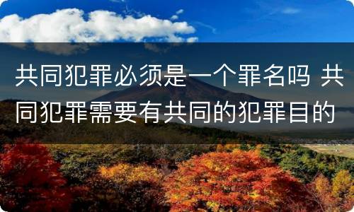 共同犯罪必须是一个罪名吗 共同犯罪需要有共同的犯罪目的吗
