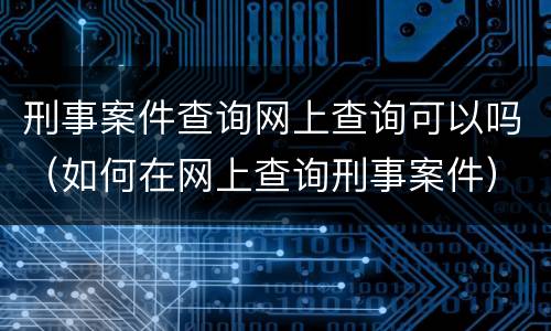 刑事案件查询网上查询可以吗（如何在网上查询刑事案件）