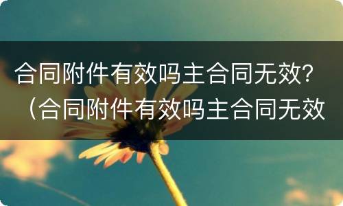 合同附件有效吗主合同无效？（合同附件有效吗主合同无效怎么办）