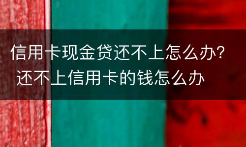 信用卡现金贷还不上怎么办？ 还不上信用卡的钱怎么办