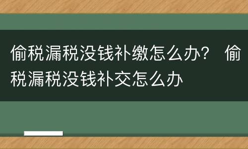 偷税漏税没钱补缴怎么办？ 偷税漏税没钱补交怎么办