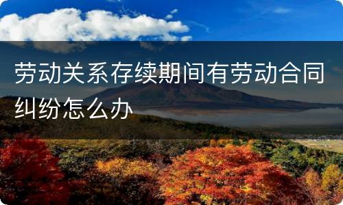 劳动关系存续期间有劳动合同纠纷怎么办