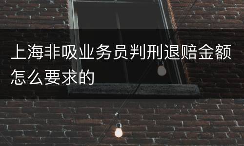 上海非吸业务员判刑退赔金额怎么要求的