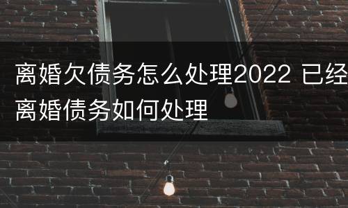 离婚欠债务怎么处理2022 已经离婚债务如何处理