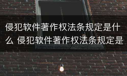 侵犯软件著作权法条规定是什么 侵犯软件著作权法条规定是什么意思