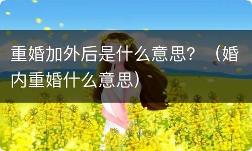重婚加外后是什么意思？（婚内重婚什么意思）