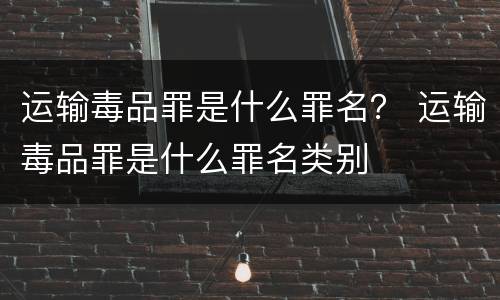 运输毒品罪是什么罪名？ 运输毒品罪是什么罪名类别