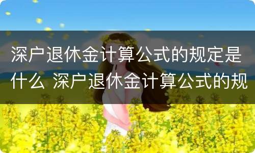 深户退休金计算公式的规定是什么 深户退休金计算公式的规定是什么意思