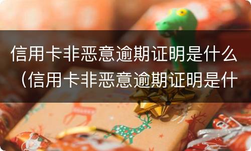 信用卡非恶意逾期证明是什么（信用卡非恶意逾期证明是什么样子的）