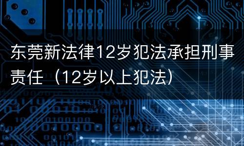 东莞新法律12岁犯法承担刑事责任（12岁以上犯法）