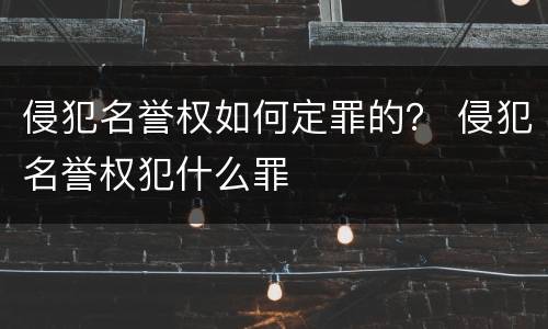 侵犯名誉权如何定罪的？ 侵犯名誉权犯什么罪