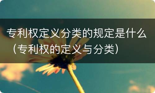 专利权定义分类的规定是什么（专利权的定义与分类）
