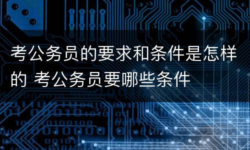 考公务员的要求和条件是怎样的 考公务员要哪些条件