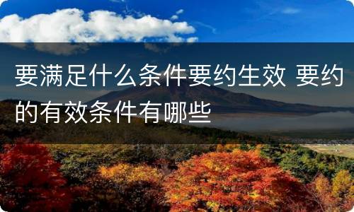 要满足什么条件要约生效 要约的有效条件有哪些