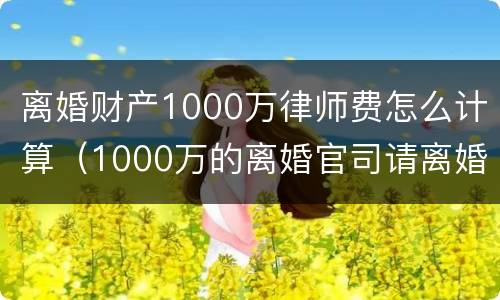离婚财产1000万律师费怎么计算（1000万的离婚官司请离婚律师花了）