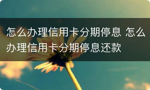 怎么办理信用卡分期停息 怎么办理信用卡分期停息还款