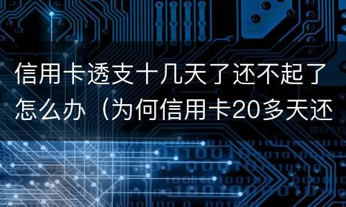 信用卡透支十几天了还不起了怎么办（为何信用卡20多天还办不下来）