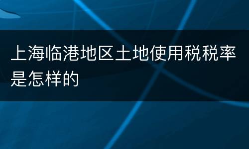 上海临港地区土地使用税税率是怎样的
