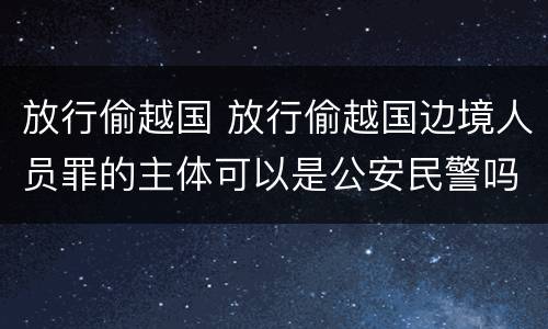 放行偷越国 放行偷越国边境人员罪的主体可以是公安民警吗