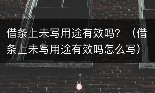 借条上未写用途有效吗？（借条上未写用途有效吗怎么写）