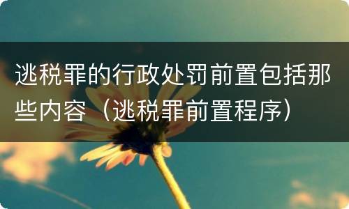 逃税罪的行政处罚前置包括那些内容（逃税罪前置程序）