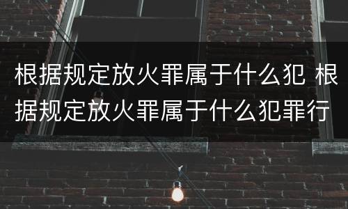 根据规定放火罪属于什么犯 根据规定放火罪属于什么犯罪行为