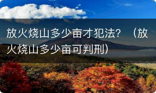 放火烧山多少亩才犯法？（放火烧山多少亩可判刑）