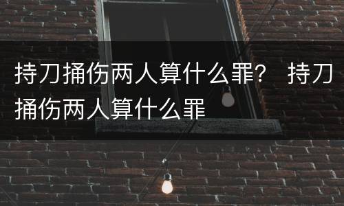 持刀捅伤两人算什么罪？ 持刀捅伤两人算什么罪