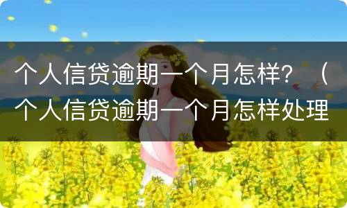 个人信贷逾期一个月怎样？（个人信贷逾期一个月怎样处理）