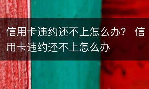 信用卡违约还不上怎么办？ 信用卡违约还不上怎么办