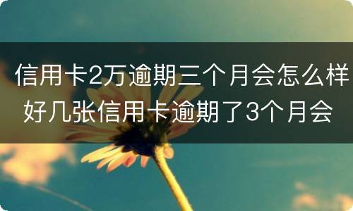 信用卡2万逾期三个月会怎么样 好几张信用卡逾期了3个月会怎么样