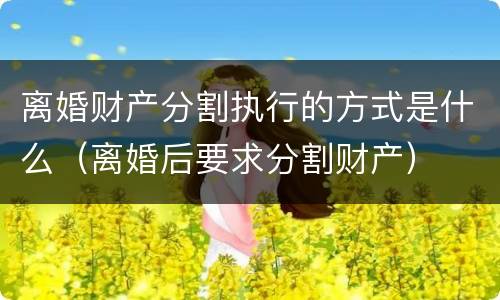离婚财产分割执行的方式是什么（离婚后要求分割财产）