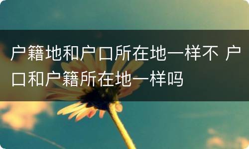户籍地和户口所在地一样不 户口和户籍所在地一样吗