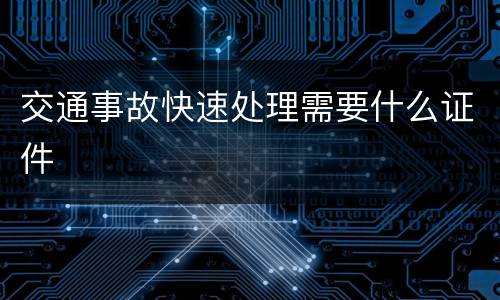 交通事故快速处理需要什么证件
