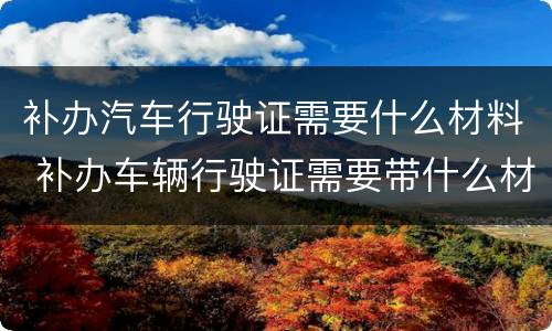 补办汽车行驶证需要什么材料 补办车辆行驶证需要带什么材料