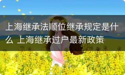 上海继承法顺位继承规定是什么 上海继承过户最新政策
