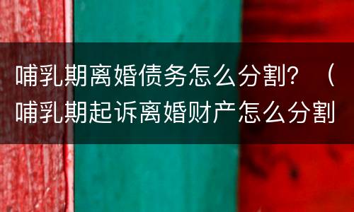 哺乳期离婚债务怎么分割？（哺乳期起诉离婚财产怎么分割）