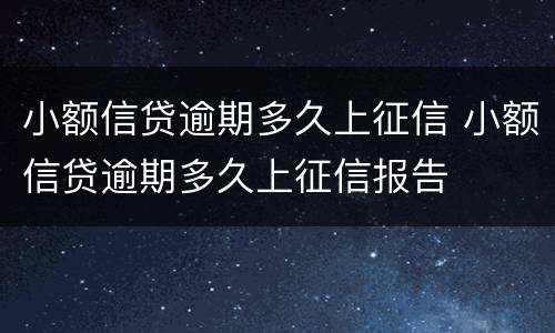 小额信贷逾期多久上征信 小额信贷逾期多久上征信报告