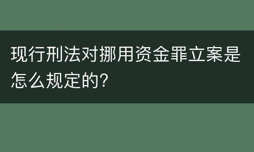 现行刑法对挪用资金罪立案是怎么规定的?