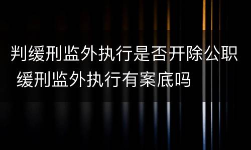 判缓刑监外执行是否开除公职 缓刑监外执行有案底吗