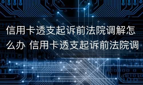 信用卡透支起诉前法院调解怎么办 信用卡透支起诉前法院调解怎么办理