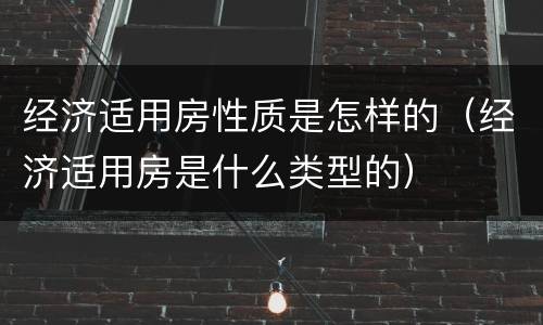 经济适用房性质是怎样的（经济适用房是什么类型的）
