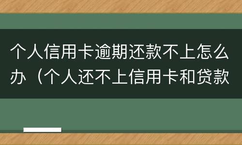 个人信用卡逾期还款不上怎么办（个人还不上信用卡和贷款怎么办）