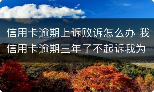 信用卡逾期上诉败诉怎么办 我信用卡逾期三年了不起诉我为什么