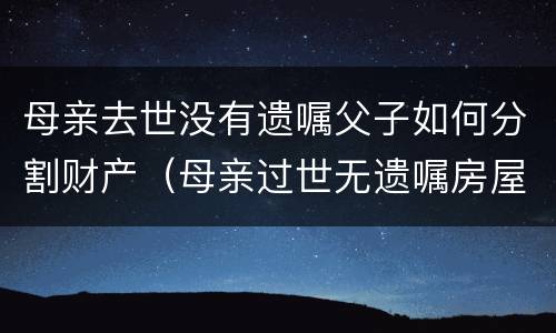 母亲去世没有遗嘱父子如何分割财产（母亲过世无遗嘱房屋如何继承）
