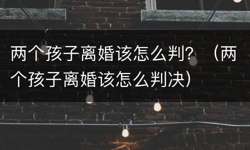 两个孩子离婚该怎么判？（两个孩子离婚该怎么判决）