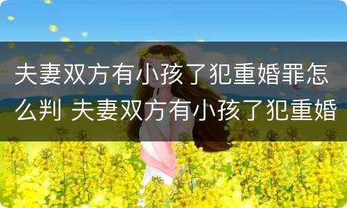 夫妻双方有小孩了犯重婚罪怎么判 夫妻双方有小孩了犯重婚罪怎么判的